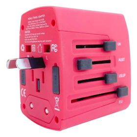 5Core Universal Travel Adapter International Power Plug Adaptor Worldwide Outlet 4 USB Ports Red