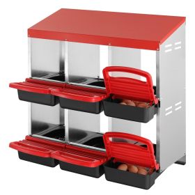 VEVOR 6-Compartment Chicken Nest Box Mental Box with Inclined Nesting Boxes