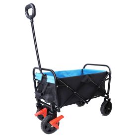 Mini Folding Wagon Garden Shopping Beach Cart (Option: Blackblue)