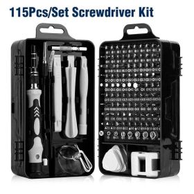 Precision Screwdriver Set, Professional Grade 115 In 1 Magnetic Repair Tool Kit For Electronics, Computer, IPhone, Laptop, Game Console, Watch, E (Color: Black)