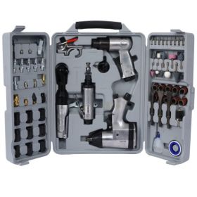 Air Tools & Accessories Kit, 71 Pieces, Impact Wrenches, Air Ratchets, Die Grinders, Air Hammers, Hose Fittings, Storage Boxes (Option: Pneumatic tool set)
