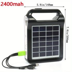 1pc Portable 6V Rechargeable Solar Panel Power Storage Generator System USB Charger With Lamp Lighting Home Solar Energy System Kit, 8*5.9in (Model: Size 1)