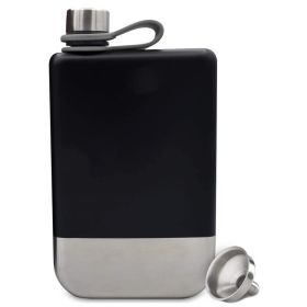 1pc Premium Hip Flask For Whiskey; Stainless Steel Hip Flask With Funnel; Leakproof Camping Whiskey Flask; Portable Cap Hip Pocket Flask For Outd (Color: Black)