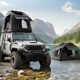 Foldable 2-3 People Amphibious Inflatable Car Roof Top Tent for camping Outdoor Glamping Camping Tent for SUV (Main Material: oxford fabric, Main Color: Black)